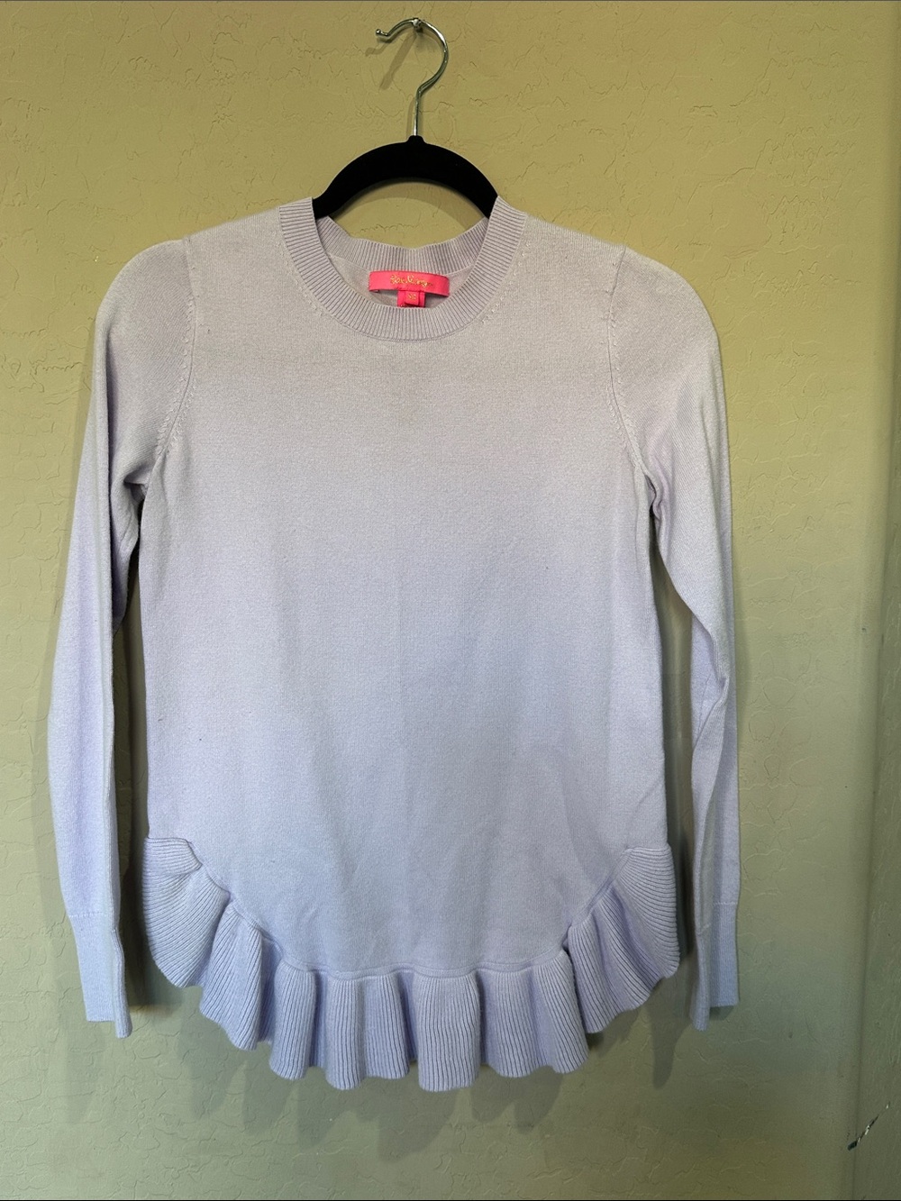 Lilly Pulitzer Lavender Ruffle-Hem Crewneck Sweater